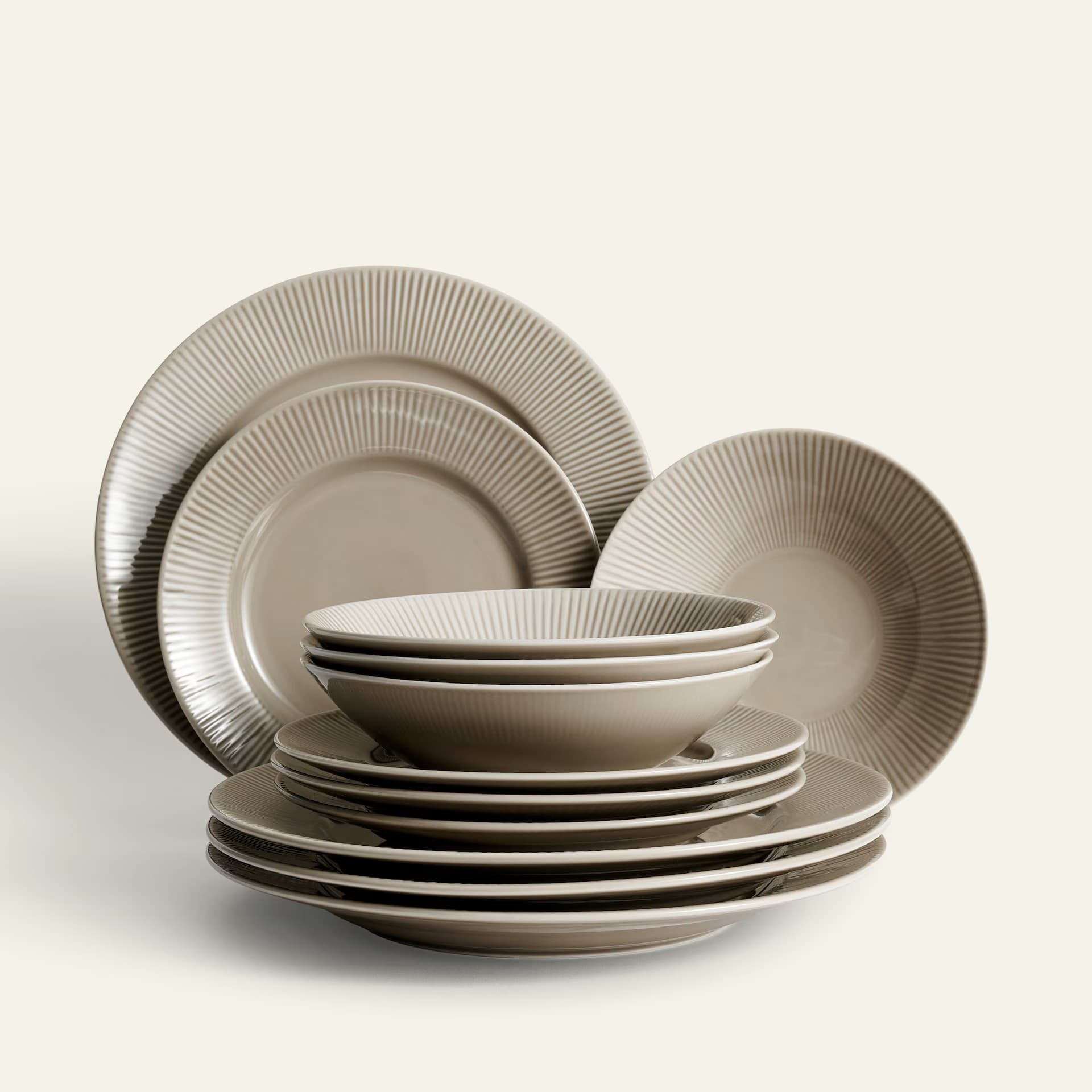 Nordic Dawn tallriksset 12 delar, Bark, 4 pers