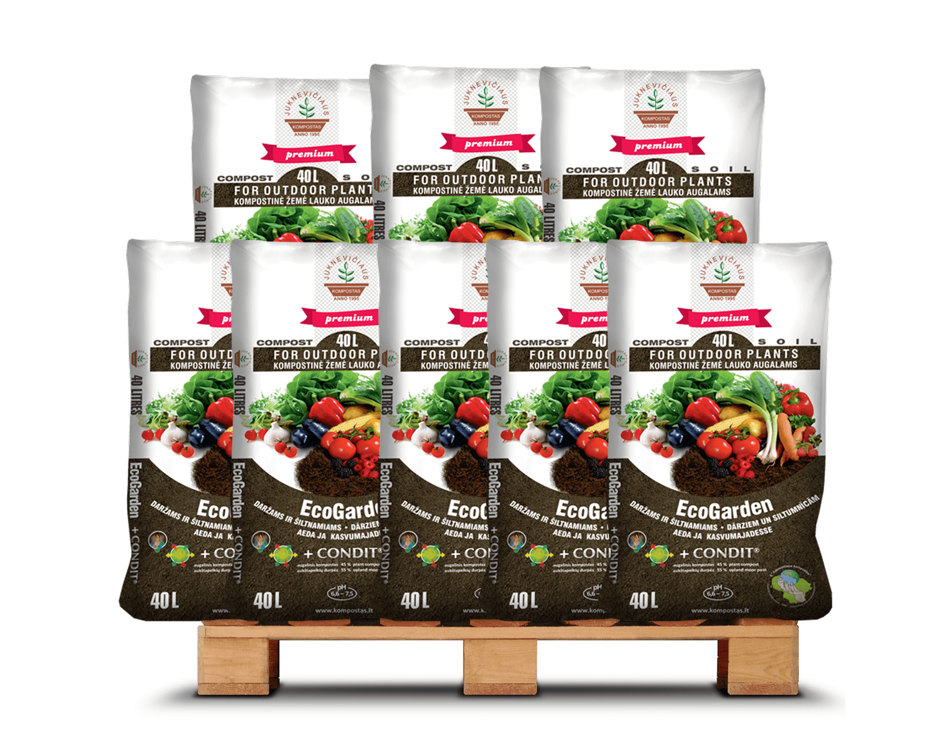 Ecogarden Kompost för Trädgårdar med Condit® Gödsel 40L - 44 säckar