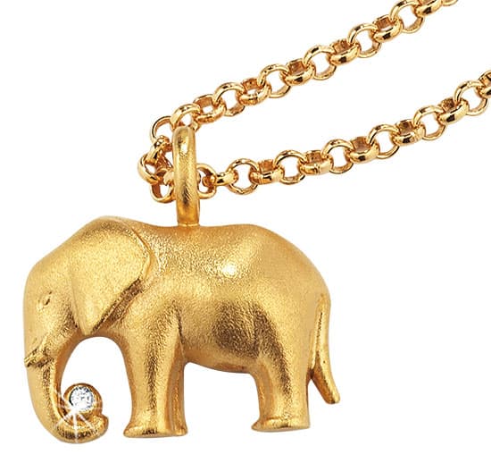 Christiane Wendt: Halsband "Lucky Elephant", guldpläterad version