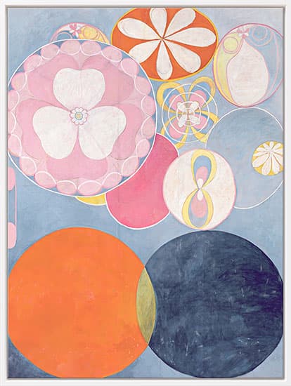 Hilma af Klint: Bild "De tio största, nr 2, Barndomen" (1907), vit inramad version