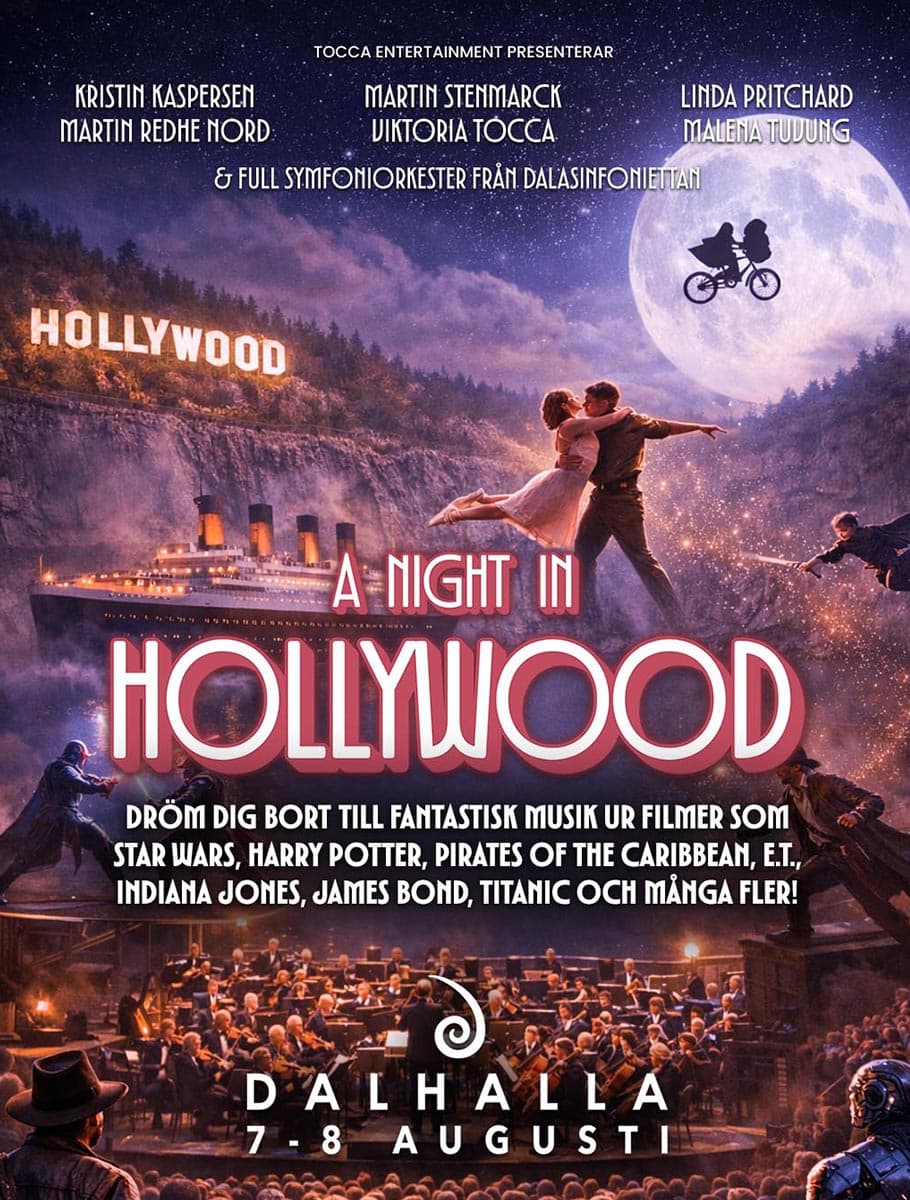 Gå 2 för 1 på “A night in Hollywood” i Dalhalla i augusti