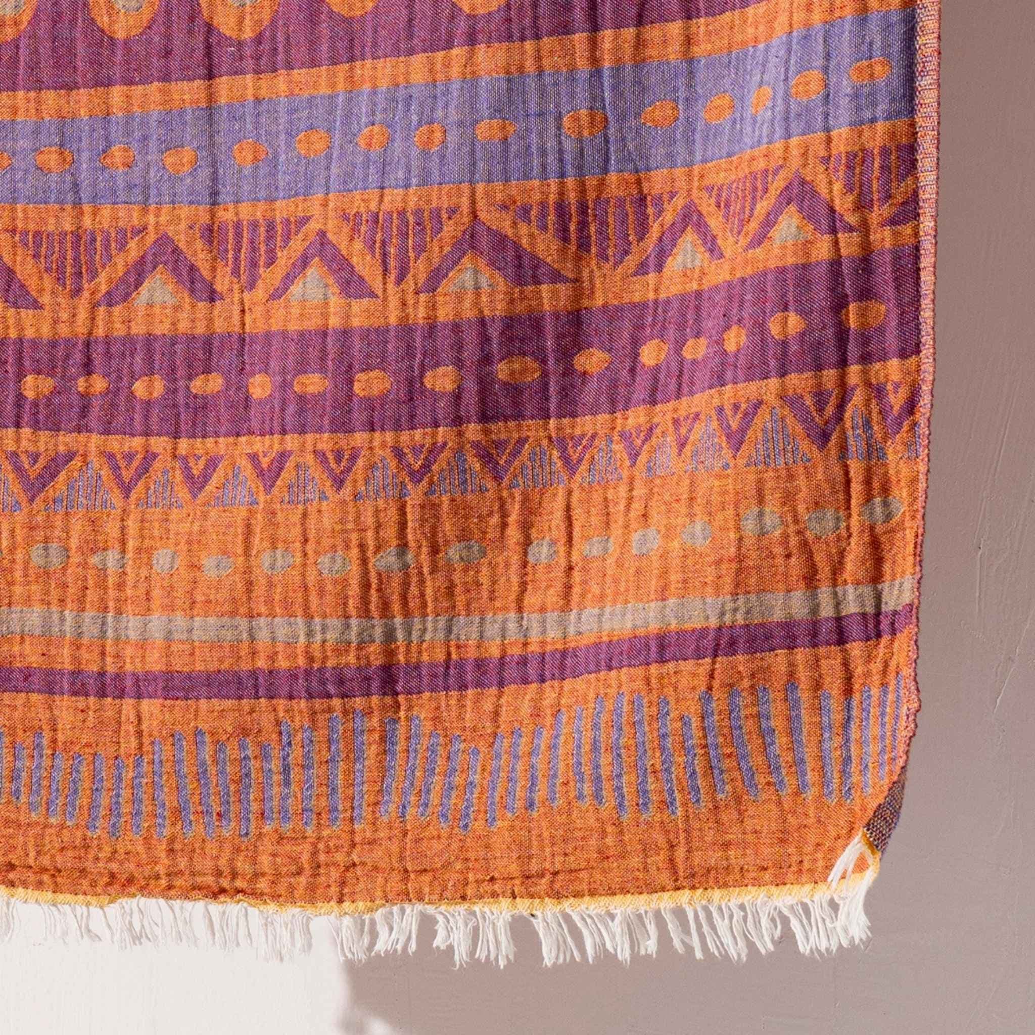 Etnisk hammamhandduk - Handvävd turkisk bomull - Peshtemal med fransar - bild 8