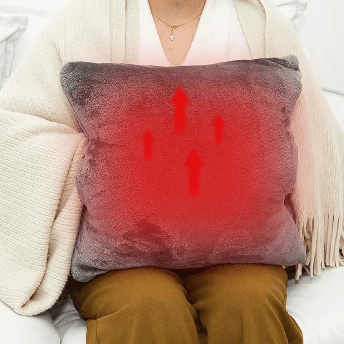 Uppvärmd kudde 40 × 40 cm – 3 Värmenivåer – Trådlös infraröd värmekudde - bild 6