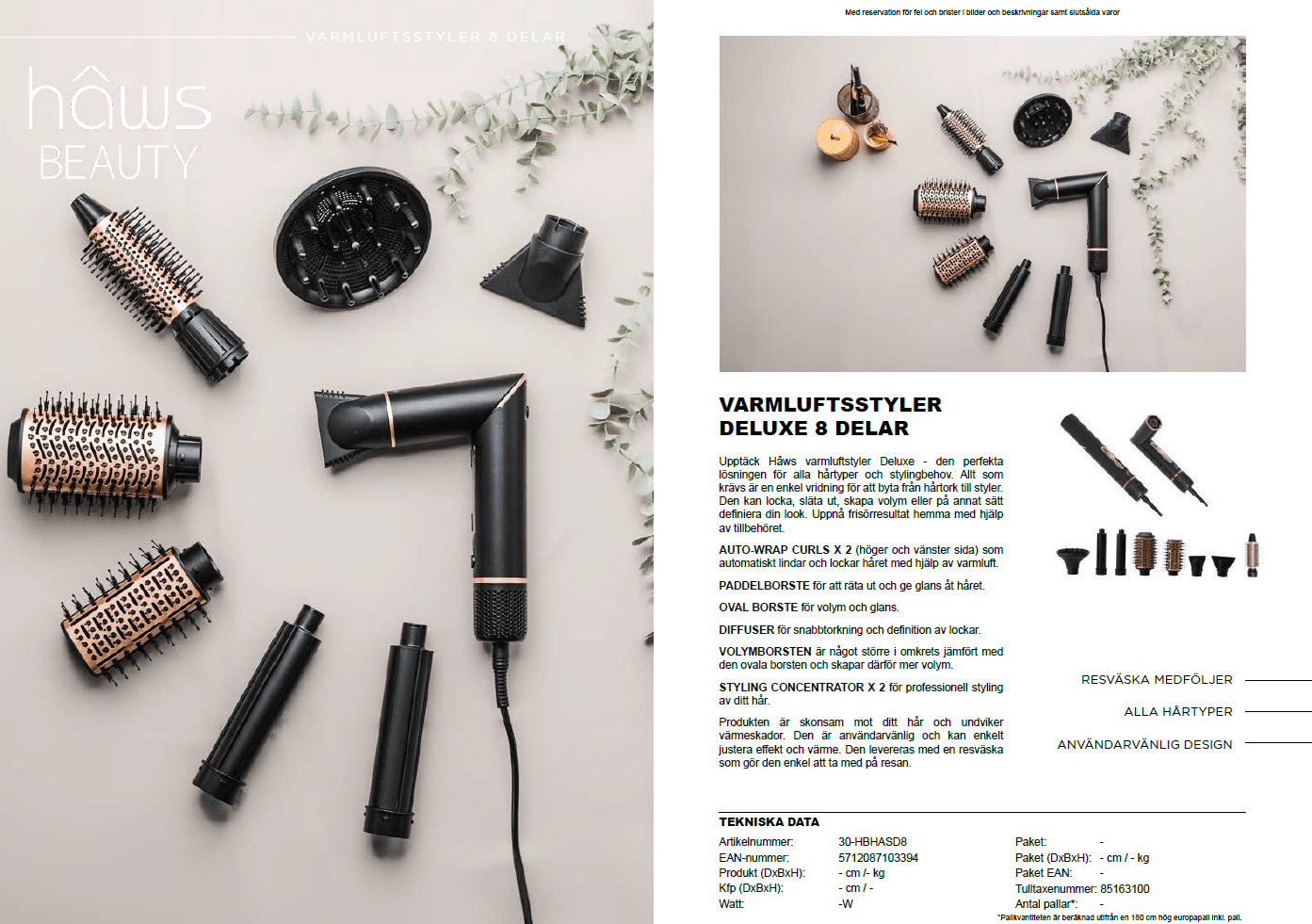Hâws Beauty Varmluftsborste Deluxe – 8 munstycken - bild 2