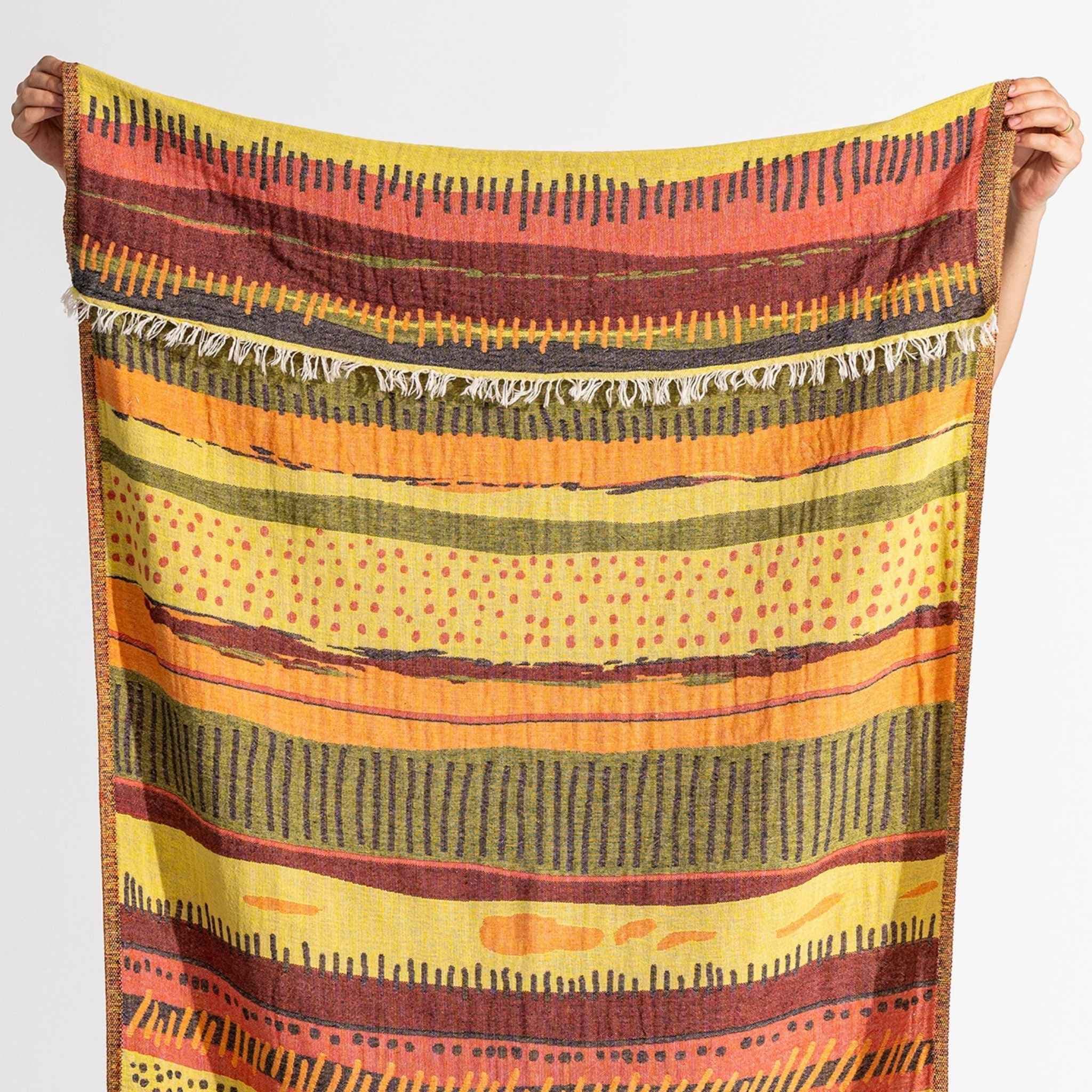 Etnisk hammamhandduk - Handvävd turkisk bomull - Peshtemal med fransar - bild 6